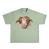 Oil Green merino wool ram Urban Heavy Tee - BarkalooDesign