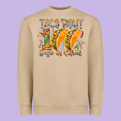 Taco Bout 100 Days Of School Heavyweight Sweatshirt Designed By Racoondesign
