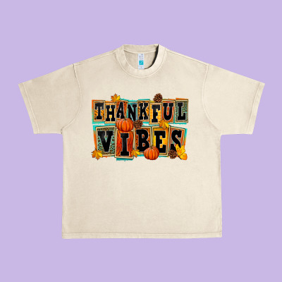 Thankful Vibes Urban Heavy Tee Designed By Fadigitalartstudio