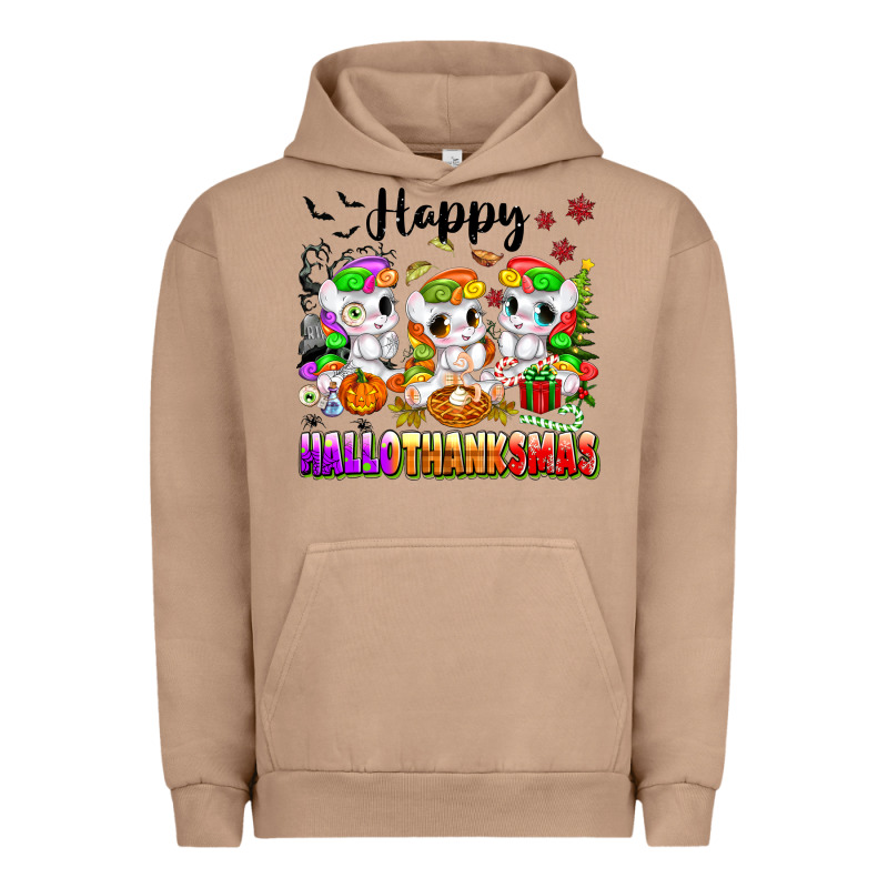 Happy Hallothanksmas Unicorns Urban Hoodie by texasbilliewilder | Teevron