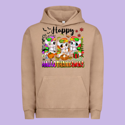 Happy Hallothanksmas Unicorns Urban Hoodie Designed By Texasbilliewilder