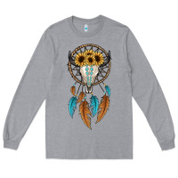 Heather Grey dreamer catcher bull skull Long Sleeve Tee - JahusDesignShop