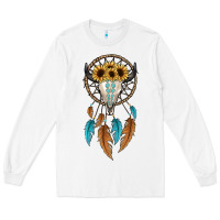 White dreamer catcher bull skull Long Sleeve Tee - JahusDesignShop