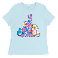 Baby Blue easter bunny wıth easter eggs Ladies Tee - AdoDesignShop