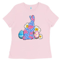 Bubblegum Pink easter bunny wıth easter eggs Ladies Tee - AdoDesignShop