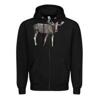Black Moose Buck Deer Zipper Hoodie - LillyAllenDesigns