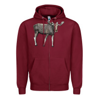 Burgundy Moose Buck Deer Zipper Hoodie - LillyAllenDesigns