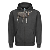 Charcoal Heather Moose Buck Deer Zipper Hoodie - LillyAllenDesigns