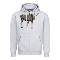 Heather Grey Moose Buck Deer Zipper Hoodie - LillyAllenDesigns