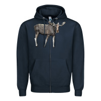 Navy Moose Buck Deer Zipper Hoodie - LillyAllenDesigns