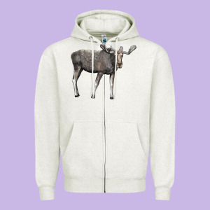 Moose Buck Deer Zipper Hoodie Designed By Lillyallendesigns