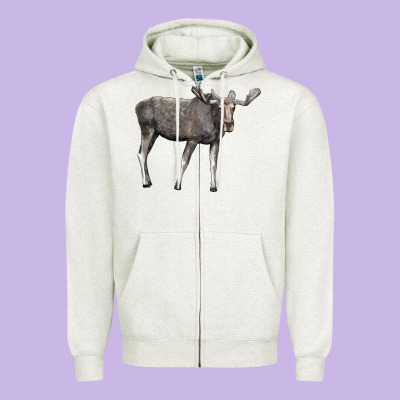 Moose Buck Deer Zipper Hoodie Designed By Lillyallendesigns
