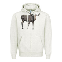 Oatmeal Heather Moose Buck Deer Zipper Hoodie - LillyAllenDesigns