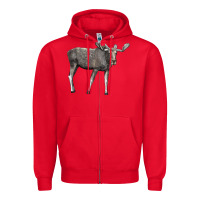 Red Moose Buck Deer Zipper Hoodie - LillyAllenDesigns