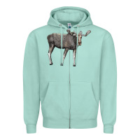 Seafoam Moose Buck Deer Zipper Hoodie - LillyAllenDesigns