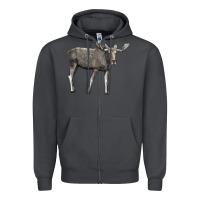 Smoke Moose Buck Deer Zipper Hoodie - LillyAllenDesigns