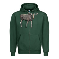 Sports Green Moose Buck Deer Zipper Hoodie - LillyAllenDesigns