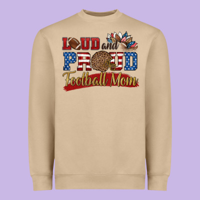 Loud And Proud Football Mom Heavyweight Sweatshirt Designed By Hra Design Shop