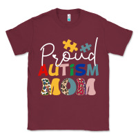 Burgundy Proud Autism Mom Leopard Pattern Design Autism Awa Classic Tee - CowhideDigitalArt