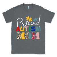 Charcoal Heather Proud Autism Mom Leopard Pattern Design Autism Awa Classic Tee - CowhideDigitalArt