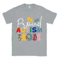 Heather Grey Proud Autism Mom Leopard Pattern Design Autism Awa Classic Tee - CowhideDigitalArt