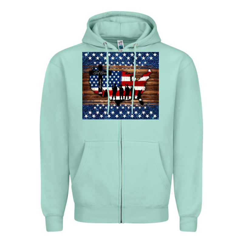 God Bless America American Flag Tumbler Zipper Hoodie by Jasminsmagicworld | Teevron