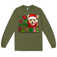 Army Green merry pawmas christmas corgi Long Sleeve Tee - Jasminsmagicworld