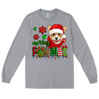 Heather Grey merry pawmas christmas corgi Long Sleeve Tee - Jasminsmagicworld