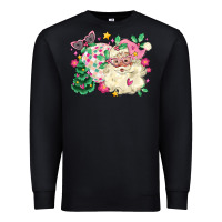 Black pink santa and disco ball with christmas tree Premium Sweatshirt - MaliasSmallBusiness