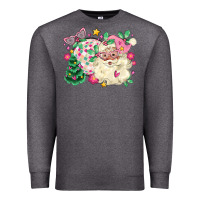 Charcoal Heather pink santa and disco ball with christmas tree Premium Sweatshirt - MaliasSmallBusiness