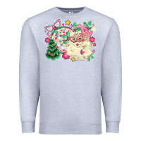 Heather Grey pink santa and disco ball with christmas tree Premium Sweatshirt - MaliasSmallBusiness