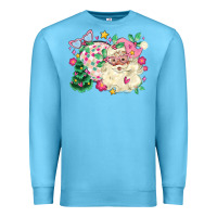 Ocean Blue pink santa and disco ball with christmas tree Premium Sweatshirt - MaliasSmallBusiness