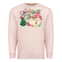 Pale Pink pink santa and disco ball with christmas tree Premium Sweatshirt - MaliasSmallBusiness