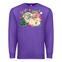 Purple pink santa and disco ball with christmas tree Premium Sweatshirt - MaliasSmallBusiness