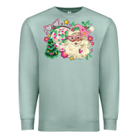Seafoam pink santa and disco ball with christmas tree Premium Sweatshirt - MaliasSmallBusiness