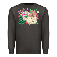 Smoke pink santa and disco ball with christmas tree Premium Sweatshirt - MaliasSmallBusiness