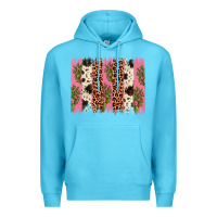 Ocean Blue cactus leopard cowhide brush stroke Premium Hoodie - Artiststas