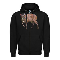 Black Red Brocket Buck Deer Zipper Hoodie - LillyAllenDesigns