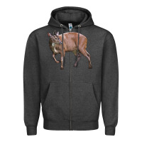 Charcoal Heather Red Brocket Buck Deer Zipper Hoodie - LillyAllenDesigns