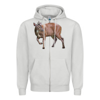 Dove Grey Red Brocket Buck Deer Zipper Hoodie - LillyAllenDesigns