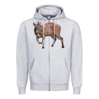 Heather Grey Red Brocket Buck Deer Zipper Hoodie - LillyAllenDesigns