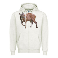 Oatmeal Heather Red Brocket Buck Deer Zipper Hoodie - LillyAllenDesigns