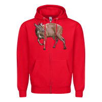 Red Red Brocket Buck Deer Zipper Hoodie - LillyAllenDesigns