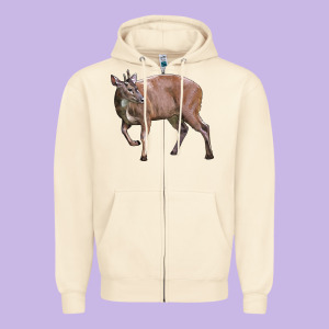 Red Brocket Buck Deer Zipper Hoodie Designed By Lillyallendesigns