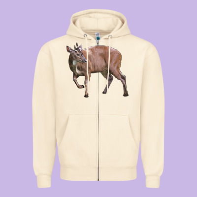 Red Brocket Buck Deer Zipper Hoodie Designed By Lillyallendesigns
