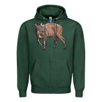 Sports Green Red Brocket Buck Deer Zipper Hoodie - LillyAllenDesigns