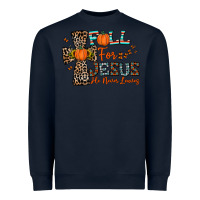 Navy fall for jesus he never leaves Heavyweight Sweatshirt - CowhideDigitalArt