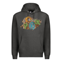 Charcoal Heather horseshoe leopard gemstone cactus patch Premium Hoodie - AdoDesignShop