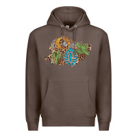 Coffee horseshoe leopard gemstone cactus patch Premium Hoodie - AdoDesignShop