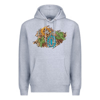 Heather Grey horseshoe leopard gemstone cactus patch Premium Hoodie - AdoDesignShop